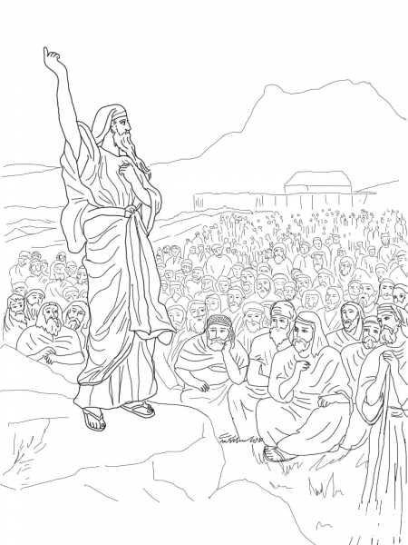 Moses Speaks to the People coloring page image