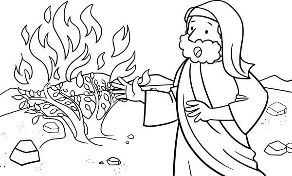 Moses Talking to God on the Mount Horeb coloring page image