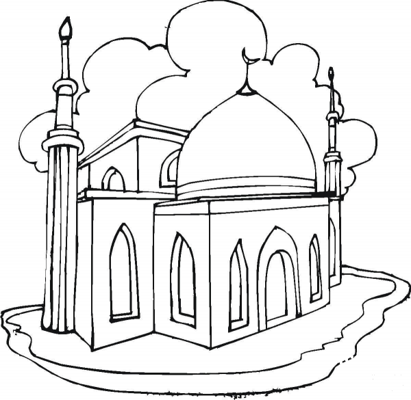 Mosque  coloring page image