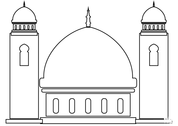 Mosque coloring page image