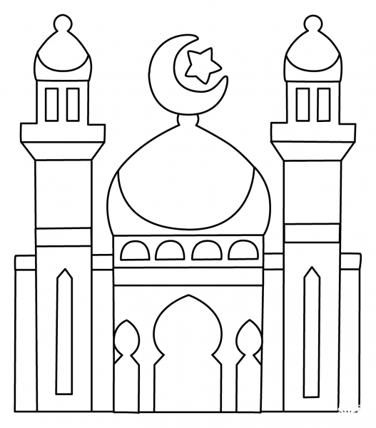 Mosque Emoji coloring page image