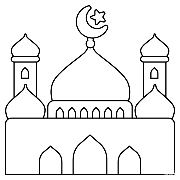 Mosque Emoji coloring page image