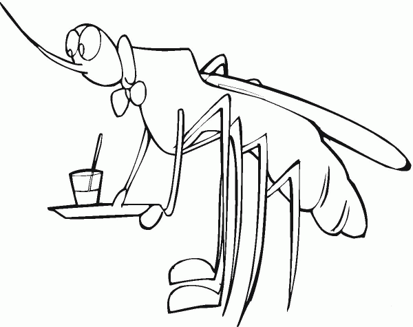 Mosquito Brings A Glass coloring page image