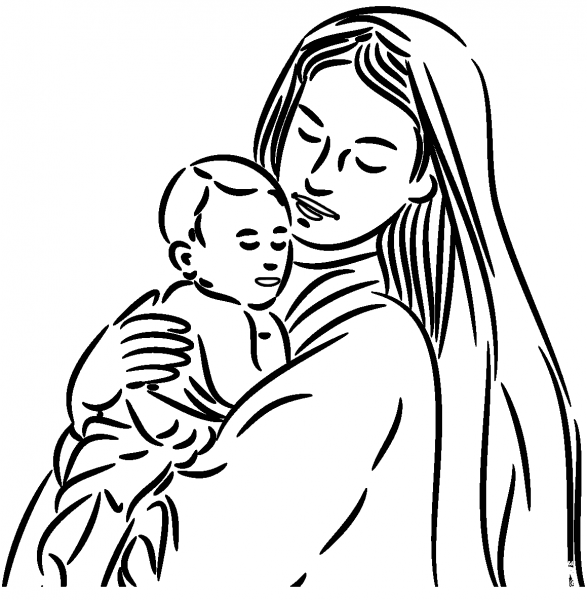 Mother and Child coloring page image