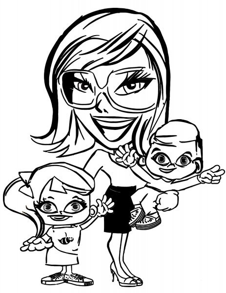 Mother and Children coloring page image