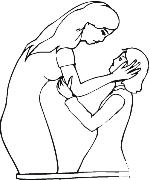 Mother and daughter coloring page image