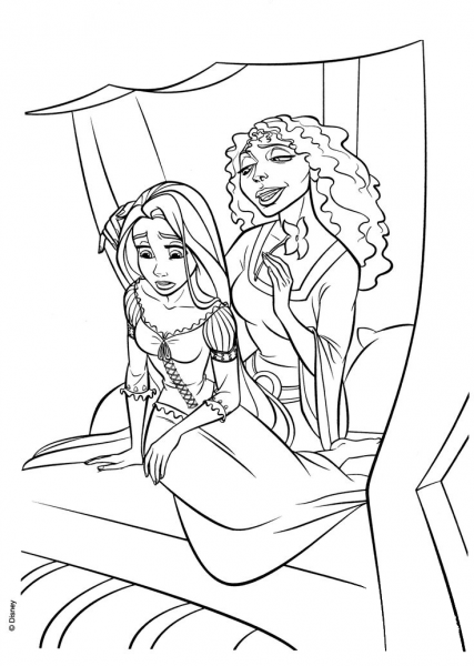 Mother Gothel Has Brought Rapunzel Back to the Tower coloring page image