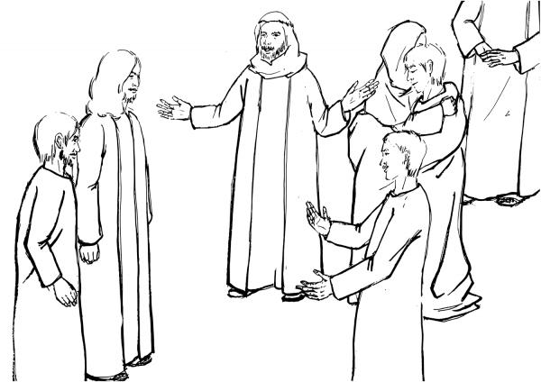 Mother Hugs Her Son coloring page image