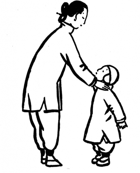 Mother With a Little Son  coloring page image
