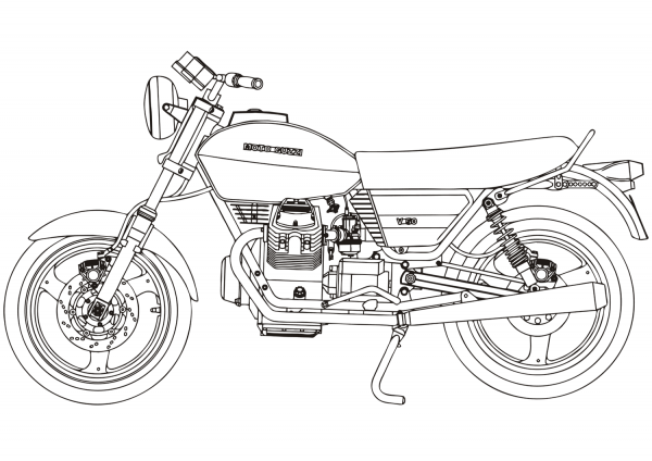 Moto Guzzi V50 coloring page image