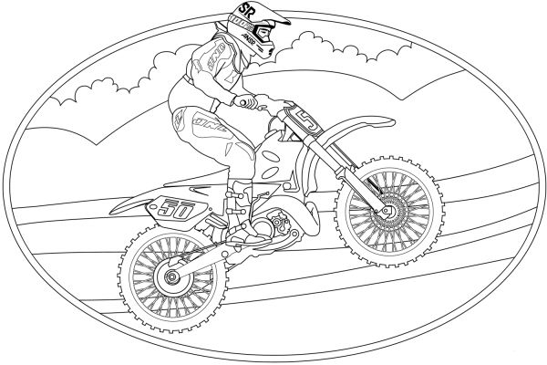Motocross coloring page image