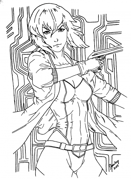 Motoko Kusanagi coloring page image