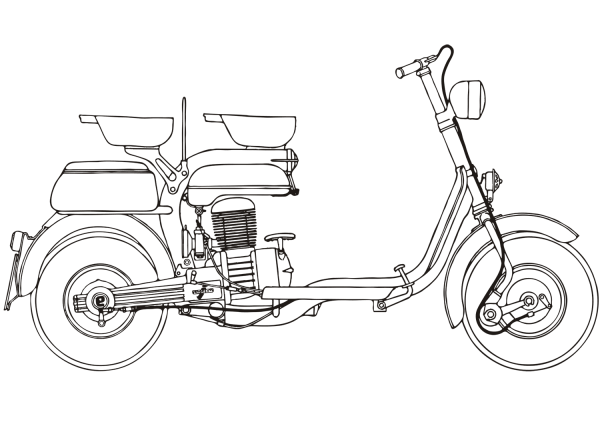Motor Scooter Lambretta 125E coloring page image