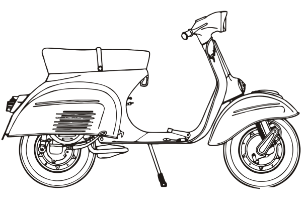 Motor Scooter Piaggio Vespa 125 Sprint coloring page image