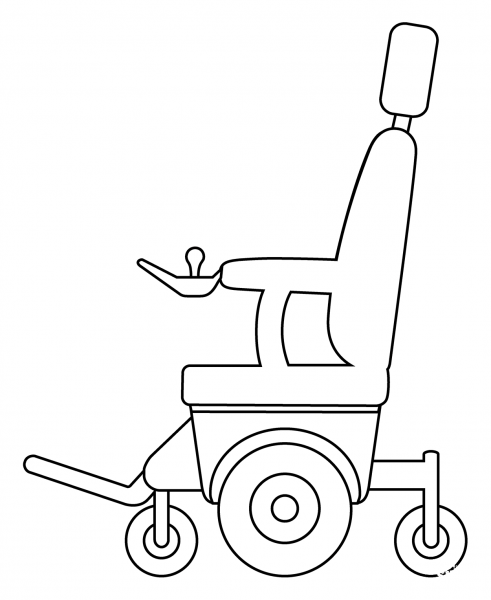 Motorized Wheelchair Emoji coloring page image