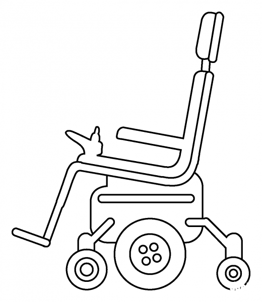 Motorized Wheelchair Emoji coloring page image