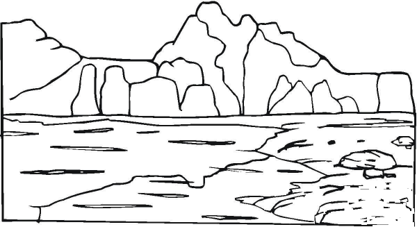 Mountain And Rocks  coloring page image