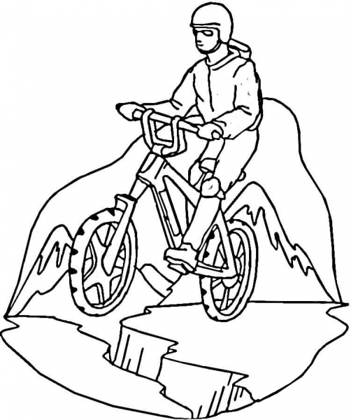 Mountain Biking  coloring page image