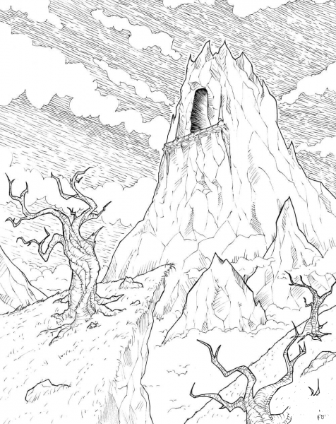 Mountain Cave coloring page image