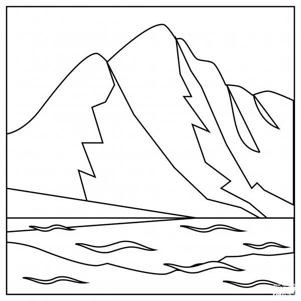 Mountain coloring page image