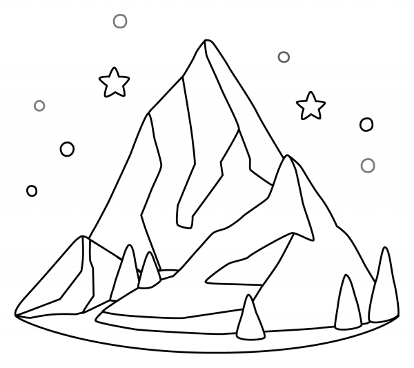 Mountain Emoji coloring page image