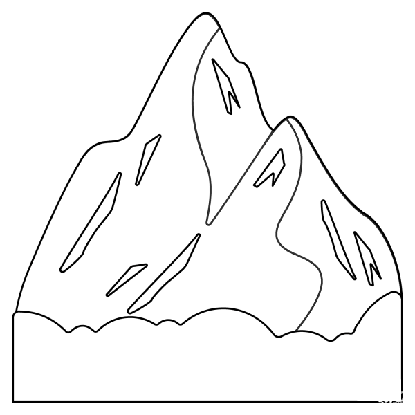 Mountain Emoji coloring page image
