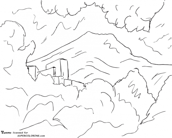 Mountain Saint Victoire by Paul Cezanne coloring page image