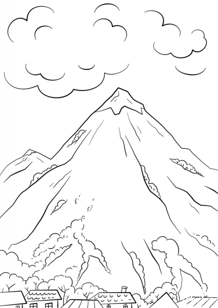 Mountain Scene coloring page image