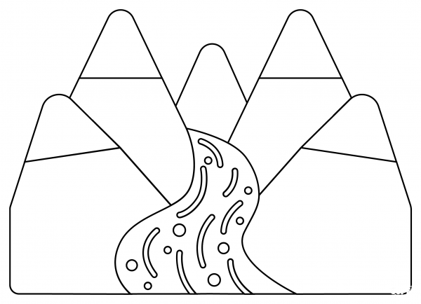 Mountain Stream coloring page image