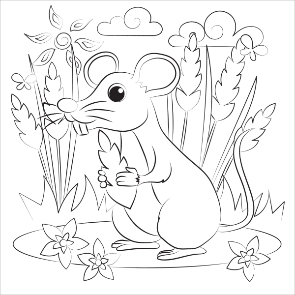 Mouse coloring page image