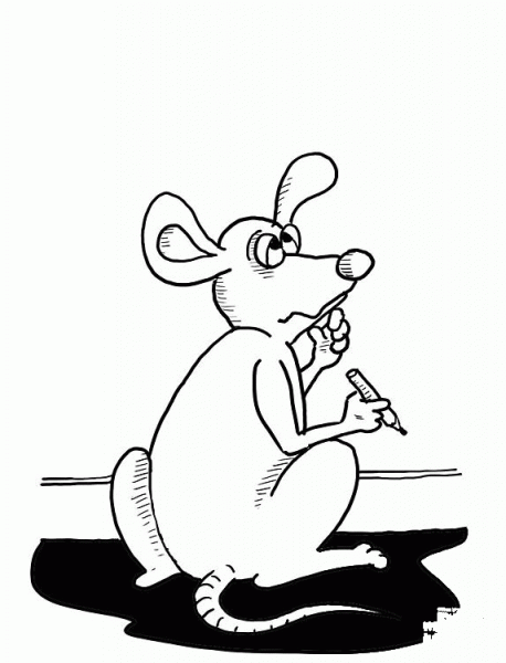 Mouse Doesn’t Know What It Want To Write coloring page image