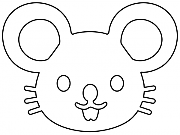 Mouse Face Emoji coloring page image