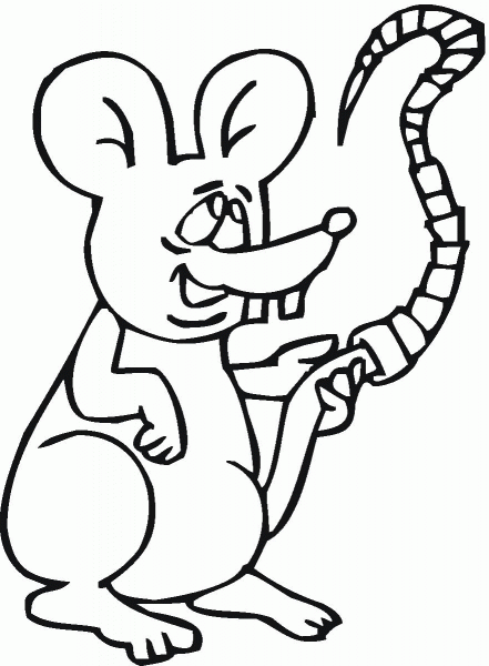Mouse Plays With Its Tail coloring page image
