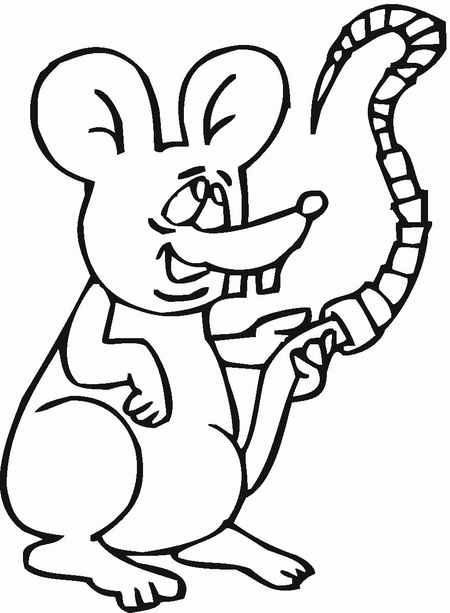 Mouse Plays With Its Tail coloring page - ColouringPages