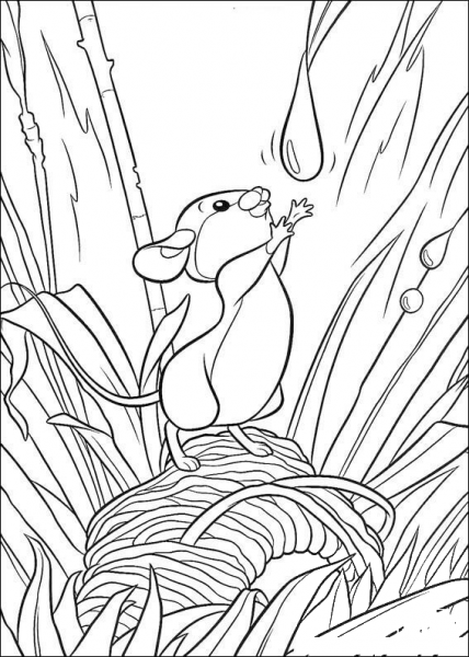 Mouse Tries To Catch Some Water  coloring page image