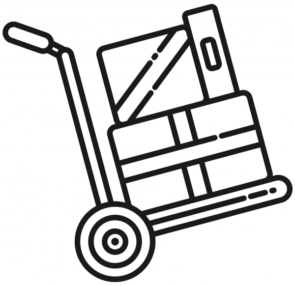 Moving Cart with Boxes coloring page image