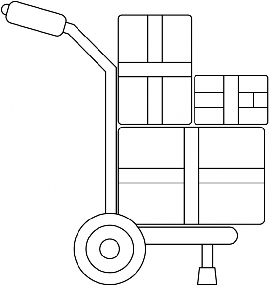 Moving Cart with Boxes coloring page image