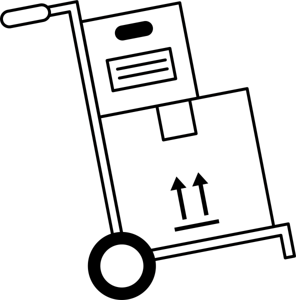 Moving Cart with Boxes coloring page image