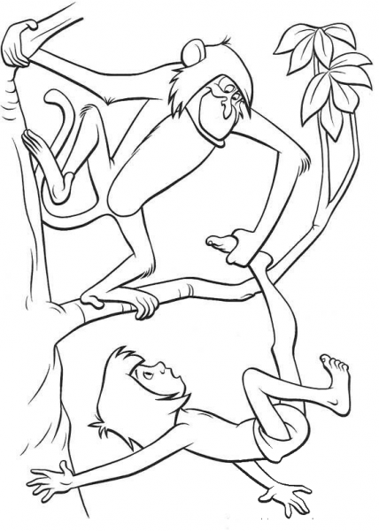 Mowgli And The Bandar Log  coloring page image