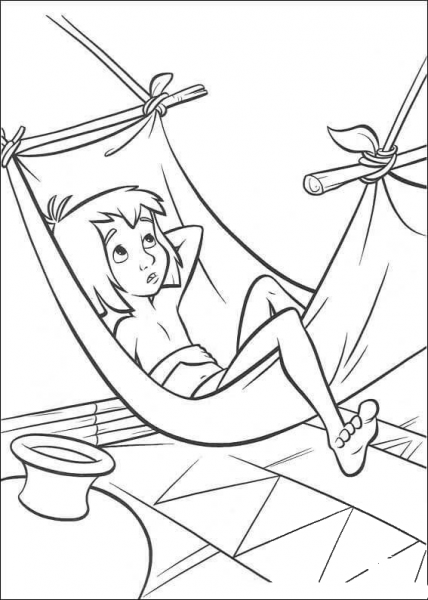 Mowgli Want To Sleep  coloring page image