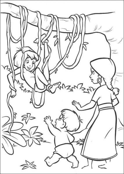 Mowgli With The Indian Family  coloring page image