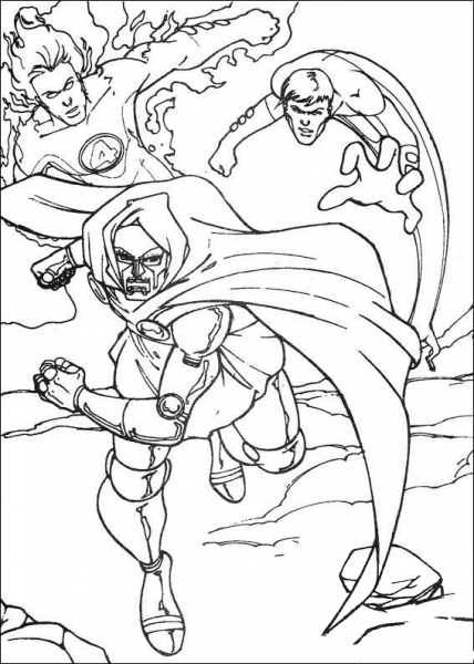 Mr Fantastic And The Human Torch Try To Catch Their Enemy  coloring page image