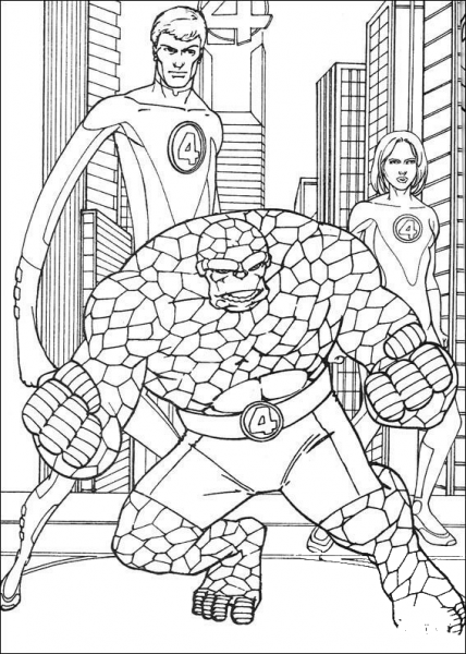 Mr Fantastic Invisible Girl And The Thing  coloring page image