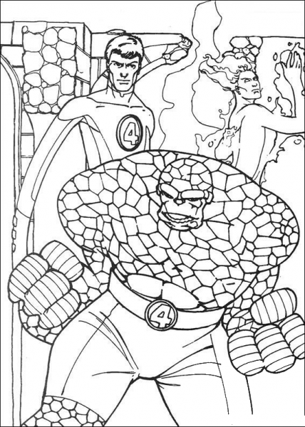 Mr Fantastic The Human Torch And The Thing  coloring page image