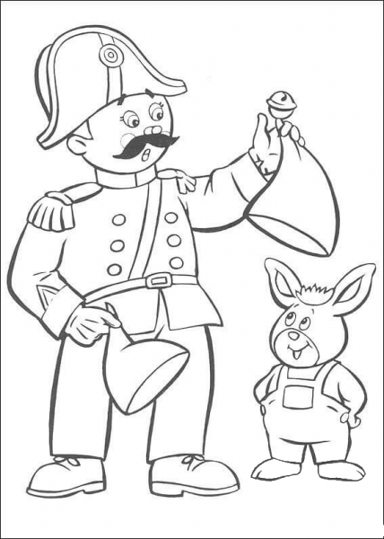 Mr Plod and a rabbit coloring page image