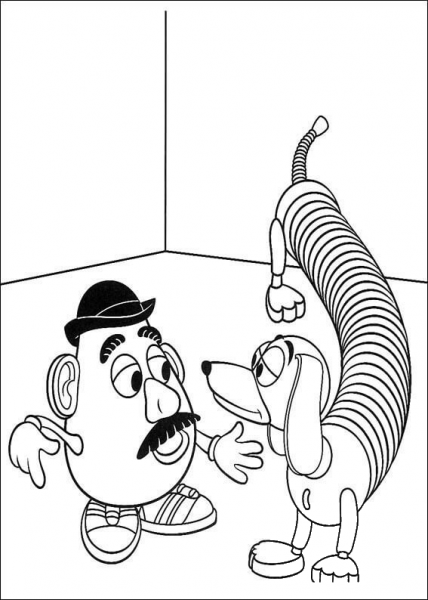 Mr Potato Head And Slinky Dog  coloring page image