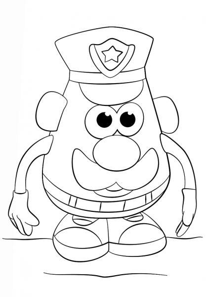 Mr. Potato Head Police Officer coloring page image