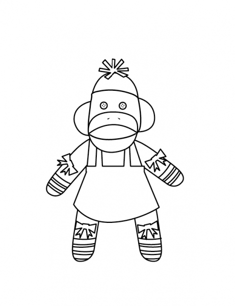 Mrs. Sock Monkey coloring page image