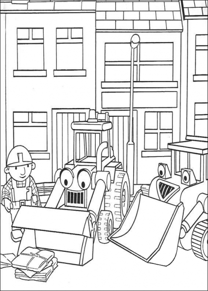 Muck And Scoop Move Some Items  coloring page image
