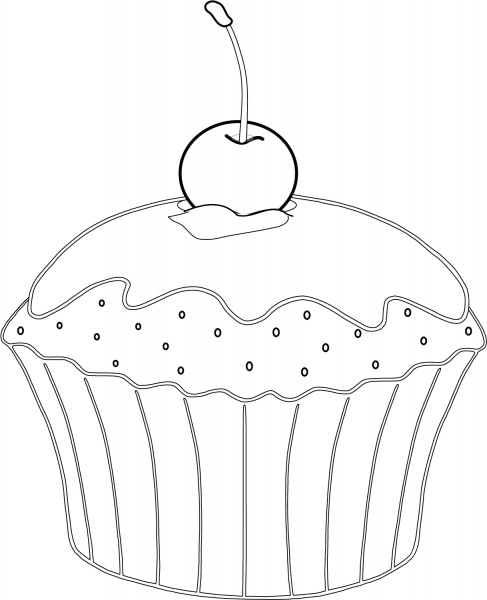 Muffin with Cherry coloring page image